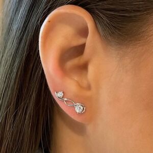 Ear Climbers  with CZ diamonds  - Sterling Silver 925